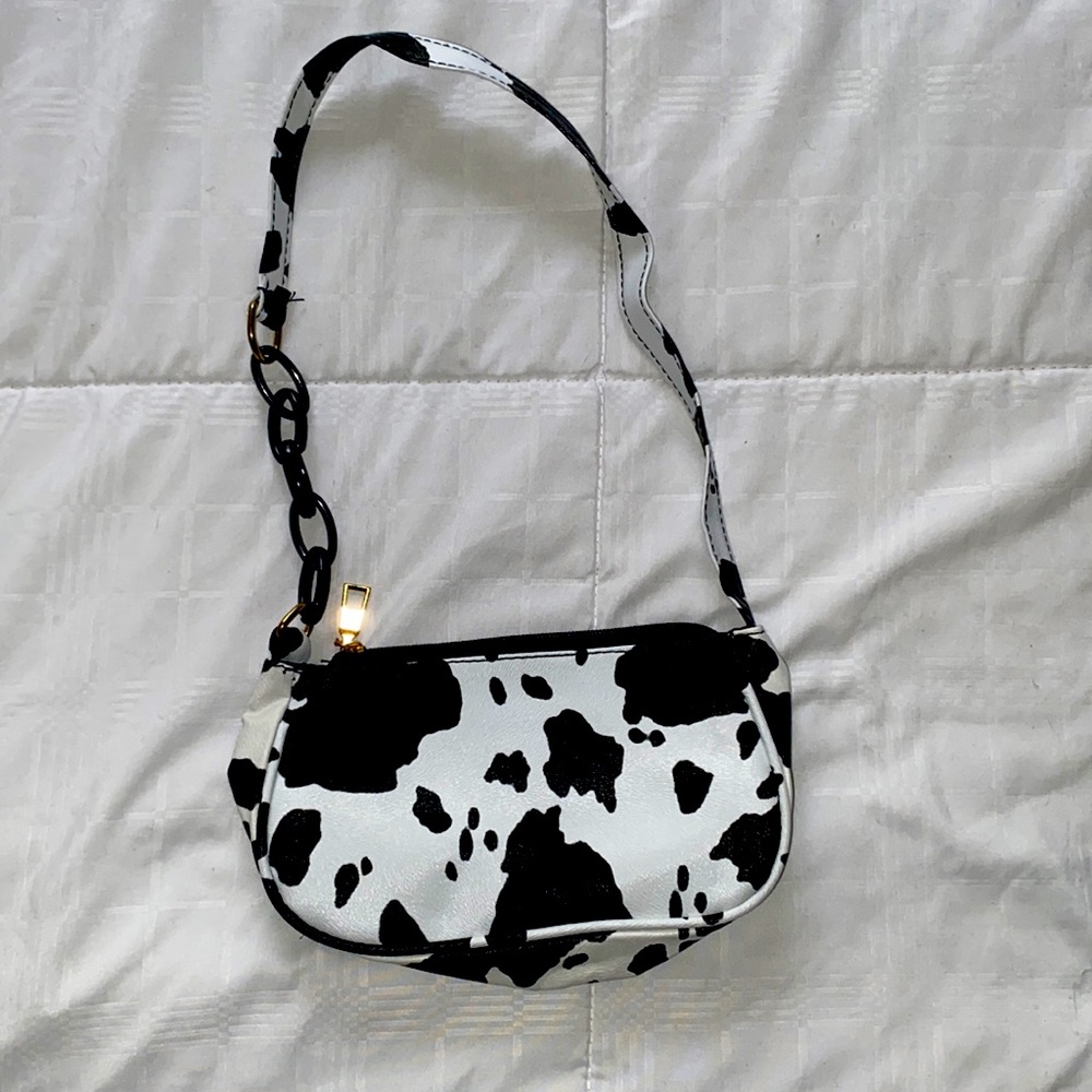 Cow print shoulder bag